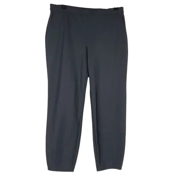 Theory Womens Tapered Dart Ponte Pant Sz L Black Pull On Cropped Pockets Stretch - Picture 2 of 16